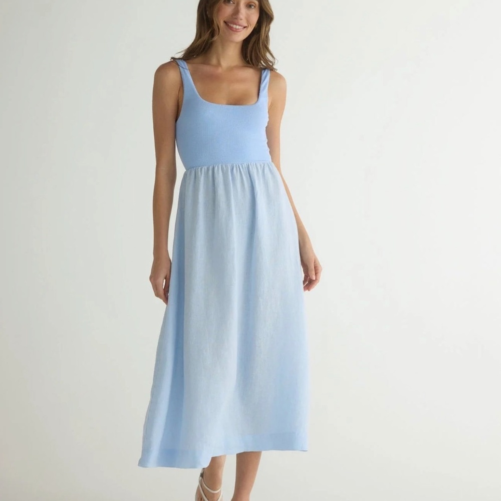 Sleeveless Knit Combo Dress ~ Periwinkle